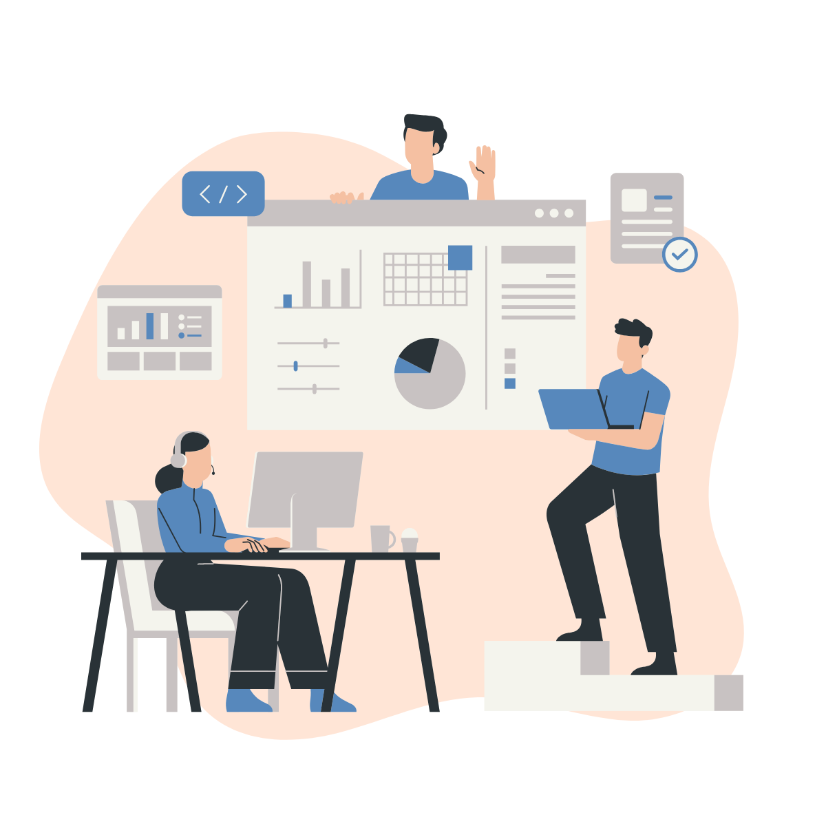 IT solutions in Dubai for business optimization, depicting two professionals shaking hands in front of digital communication icons, highlighting successful partnerships and advanced technology integration
